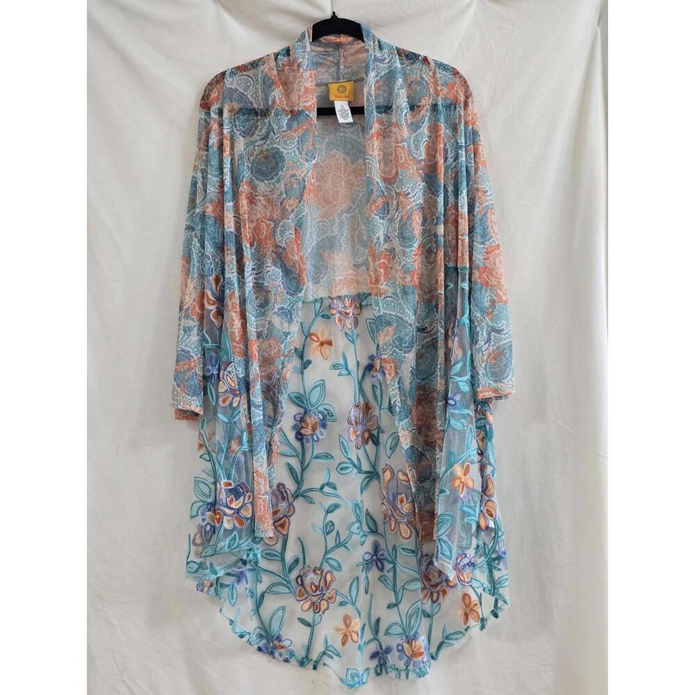 Ruby Rd. Sheer Floral Patterned Cardigan Size S - image 1